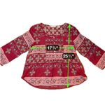 Denim & Supply Ralph Lauren  Boho Peasant Blouse Red Paisley Size Large Cottage‎ Photo 3