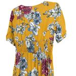 Boho Summer V Neck Floral Short Sleeve Slit Maxi Long Dress Yellow Multi Size M Photo 10