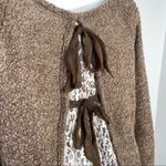 A’REVE Brown Ivory Lace Fuzzy Sweater Size L Photo 3