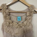 H.I.P. Y2K 00s Beige Rosette Rouched Sleeveless Top Size S Photo 3