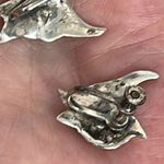 Vintage handmade sterling silver Cala Lily screwback earrings Silver Photo 6