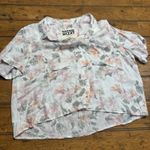 Garage ‎ Cropped Floral Button Shirt Extra Soft Size Large Photo 0