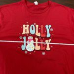 Holly Jolly Disco Snowman Red Short Sleeve Tee Shirt Size Large Photo 4