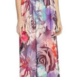 Eliza J Womens  Floral Pastel Watercolor Chiffon  High Neck Halter Maxi Dress - 2 Photo 0