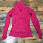 Lululemon  Think Fast Pullover in Stripe Deepest Cranberry Size 6 Sweater Stretch Photo 0