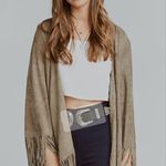 Show Me Your Mumu taupe Marfa fringe Western festival faux suede wrap jacket S Photo 3