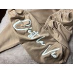 Boohoo Tan Stone C'est La Vie Slogan Verbiage Joggers Stretch Pants Sz 12 Large Photo 3