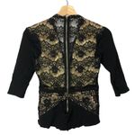 Boutique  Nude & Black Lace Back Zip Long Sleeve Blouse XS Photo 1