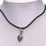 Handmade Hand Crafted Necklace Tortoise Silver Silk Cord #8 Photo 0
