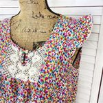 Art & Soul Shit Top Blouse Floral Ombre Ruffle Cap Sleeve Pink White Small Photo 4