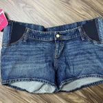 Isabel Maternity  Sz 12 Shorts Denim Expand Side Panel Midi 4” Smooth Sculps NEW Photo 1