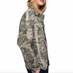 ZARA  Jacket Women Small Green Camo Cotton Sequin Stripe Coat Streetwear Outdoor Photo 1