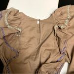 Something Navy Jolie Long Sleeve Ruffle Mini Dress Tiered Embroidered Tan Purple Photo 7