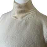 Ann Taylor  100% Italian Merino Wool Mock Turtleneck Sweater Size L Cream Preppy Photo 2