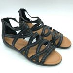 Comfortview  Kim Sandals Strappy Faux Leather Zipper Open Toe Black Size 10 Photo 0