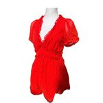 Altar'd State  Bowie Romper Women's Sz Medium Red Polka Dot Ruffle Photo 4
