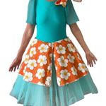 HANDMADE Turquoise Tutu Dress Costume Orange Skirt Floral Anthurium Flowers Photo 4