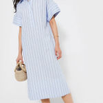 Tuckernuck Pomander Place Reina Cotton Shirt Dress Blue Red Stripe L Photo 0