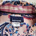 Basic Editions Paisley Boho 3/4 Sleeve Button Down Dress Shirt Work Wear Sz XL Blue Photo 6