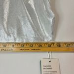 Halara  Women’s Shiny Metallic Sleeveless Mockneck Crop Top Silver Size Large NWT Photo 6