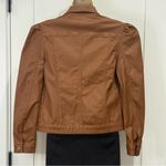 Driftwood  Gigi Puff Sleeve Jacket Faux Leather Cognac Brown Small New Moto Fall Photo 4