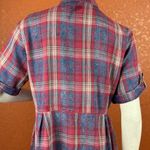 Reba  Red and Blue Buttoned Midi Dress Size Large 100% Cotton Side Pockets A1 Photo 11