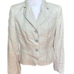 Loft ANN TAYLOR Blazer Khaki Light gray Size 4 Silk Linen Business Formal Photo 0