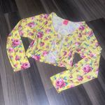 Torrid  Floral Yellow Long Sleeve Crop Top Photo 3