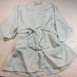 Oscar de la Renta Women's Light Blue Jacquard Floral Kimono Robe Belted Photo 1