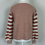 Sadie & Sage Tight Knot Balloon Sleeve Stripe Cardigan Rust & Cream Medium Orange Photo 6