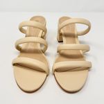 Schutz NEW  Olly Mid Block Nappa Leather Strappy Sandal Cream White 10.5 Photo 4