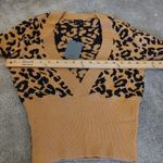 NBD NEW Small NWT Cheetah Print Cropped Low Cut Sweater Brown Black Animal Print Photo 6