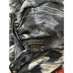 ALLSAINTS Tia Mesh Semi Sheer Blue Abstract Boho Artsy High Neck Ruched Top Sz 6 Photo 7