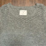 American Eagle Gray Solid Short Sleeve Sweater Wool Blend Round Neck Size Large Photo 2