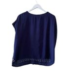 ZOY Women’s Navy Embroiderer Crewneck Short Sleeves Blouse SZ XXL #1072 Blue Photo 5
