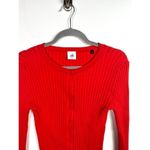 CAbi red ribbed button up sweater flared sleeves Photo 1
