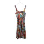Sandy Starkman Dress Womens Medium Multicolor Bohemian Maxi Smocked Vintage Blue Photo 1