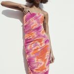 ZARA dress tulle bodycon mesh corsety midi pink party shower wedding Photo 7