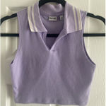 Aritzia Sun Deh  Womens XS Purple Collared‎ Cropped Polo Tennis Core Preppy Photo 0