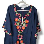 Frances‎ Valentine Navy Charming Caftan Poppy Embroidered Maxi Dress Photo 6