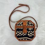 Island Imports Inc | Leather & Fabric Crossbody Hard Case Octogonal Handbag Brown Photo 0