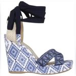 Theodora & Callum by Stuart Weitzman Biarritz Blue Aztec Espadrille Wedges Sz 10 Photo 0