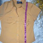 Cotton Express  Missy stretch mustard pearl snap blouse sz medium Photo 5
