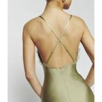 Reformation NWT  Maysen Silk Formal Maxi Dress Olive Oil Green Photo 2