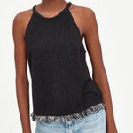 ZARA  black tweed halter top with fringe hem women's size small Photo 0