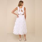 Lulus Uniquely Delightful White Textured Patchwork Backless White Midi Dress NWT Size L Photo 1