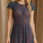 Pins & Needles Whimsigoth Fit & Flare Lace Dress Medium Teal Victorian Fairy Orange Photo 0