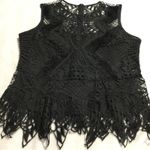 Venus  Black Lace Fringe Sleeveless Peplum Top Womens Size M Photo 0