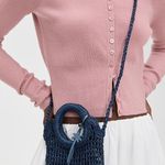 Manebi Net Bag Raffia Crochet Crossbody Navy Blue Mini Bag Photo 0