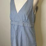 J.Crew light blue & white striped v-neck cotton sleeveless top size 10 Photo 2